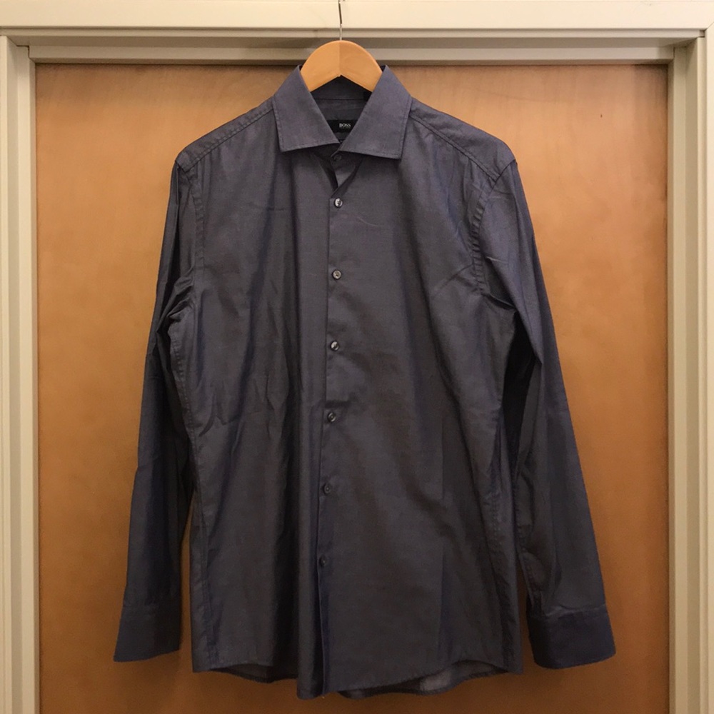 Boss Black Slim Fit Blue Shirt